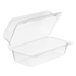 Inline Plastics Essentials SLP19 49 oz. rectangular hinged container, shown on a transparent background