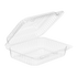 Inline Plastics Essentials SLP26 34 oz. rectangular hinged container with dome lid, shown on a transparent background
