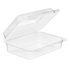 Inline Plastics Essentials SLP40 73.3 oz. rectangular hinged container with dome lid, shown on a transparent background