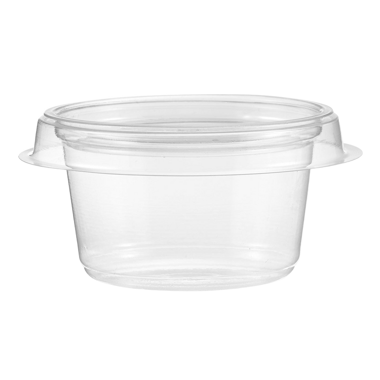 Inline Plastics Safe-T-Fresh CC4R 4 oz. round insert cup, shown on a transparent background
