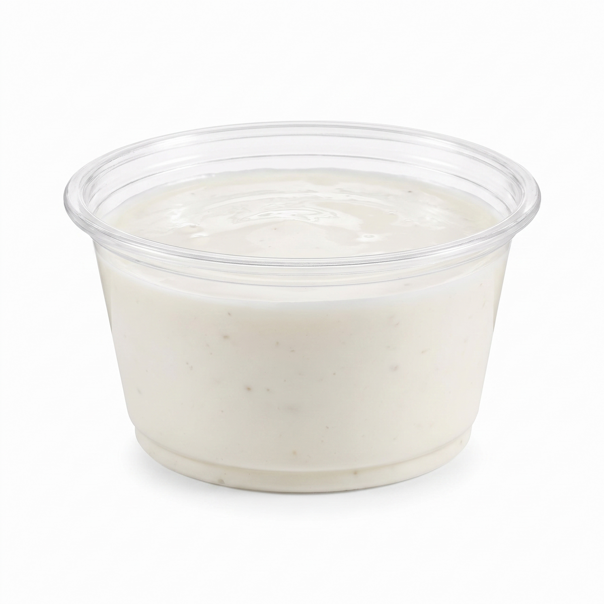 Inline Plastics Safe-T-Fresh CC4R 4 oz. round insert cup filled with creamy ranch dipping dressing