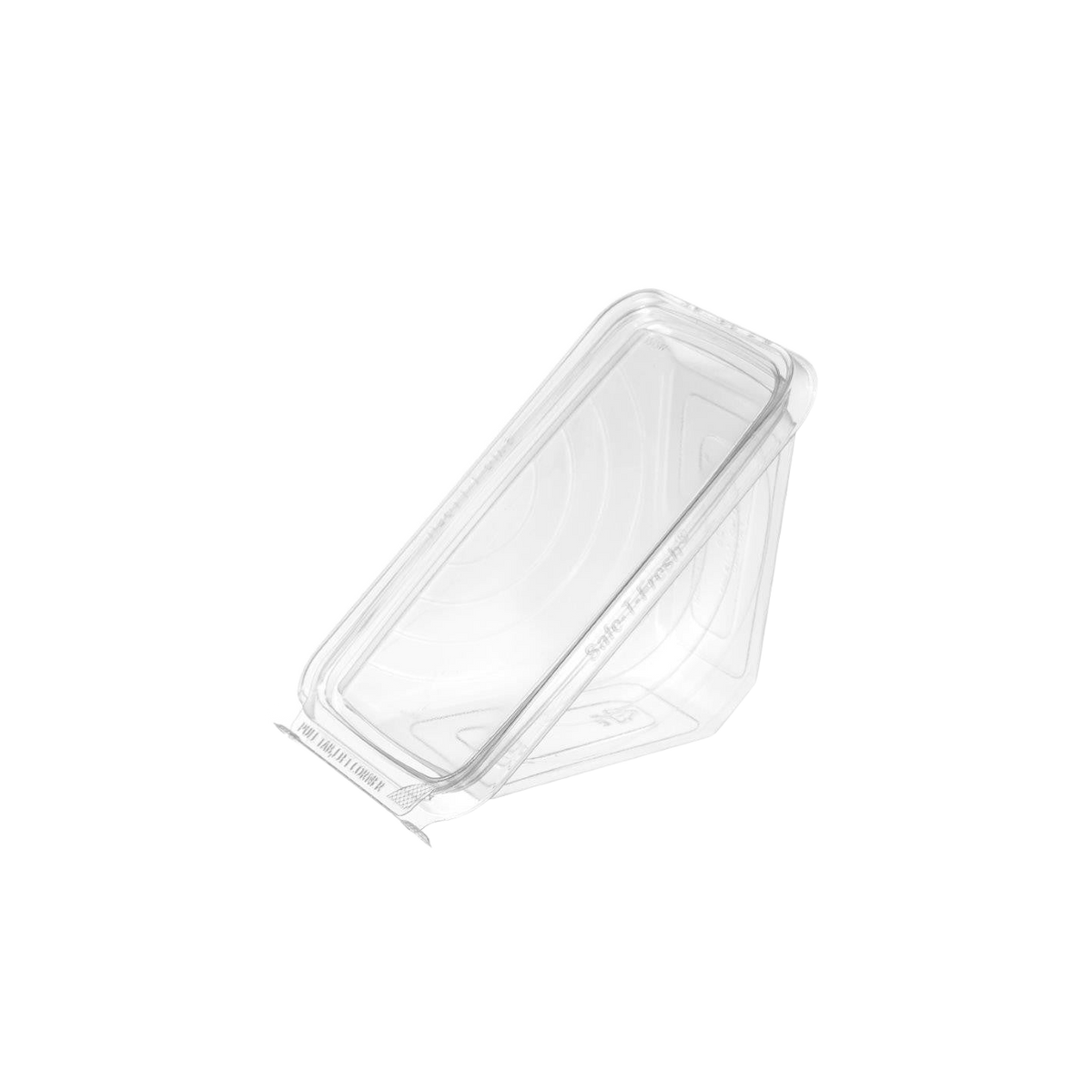 Inline Plastics Safe-T-Fresh TS1SW 17.2 oz. tamper-evident sandwich wedge container, shown on a transparent background