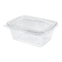 Inline Plastics Safe-T-Fresh TS32 32 oz. rectangular tamper-evident hinged container with flat lid, shown on a transparent background