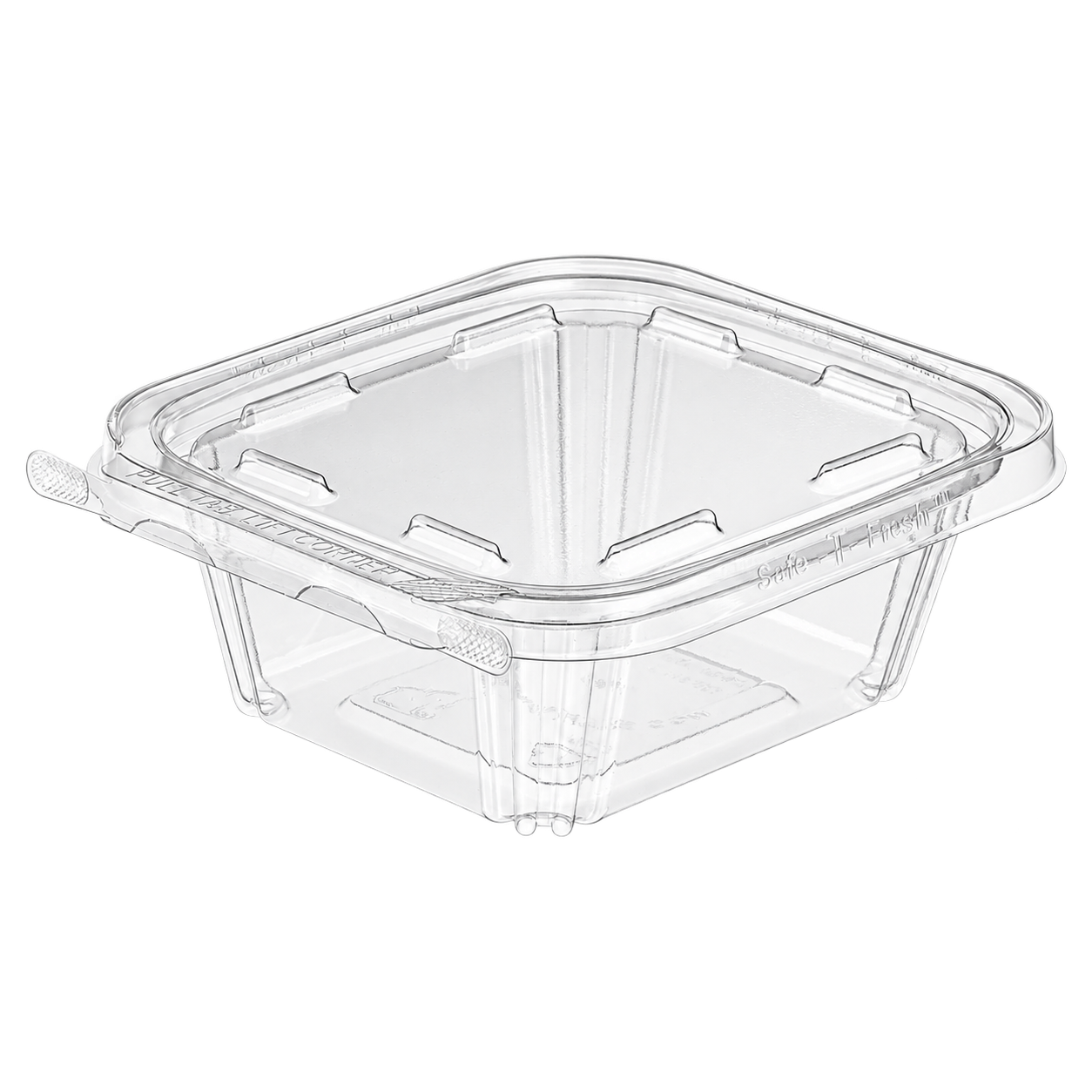 Empty Inline Plastics TS12 clear square tamper-evident container
