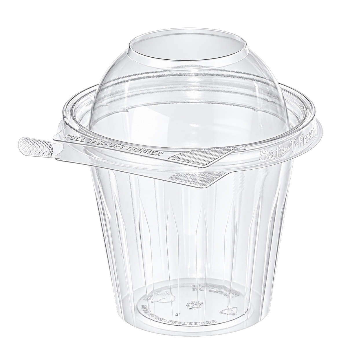 Inline Plastics TS12CCRD empty clear 12 oz tamper-evident parfait container with dome lid