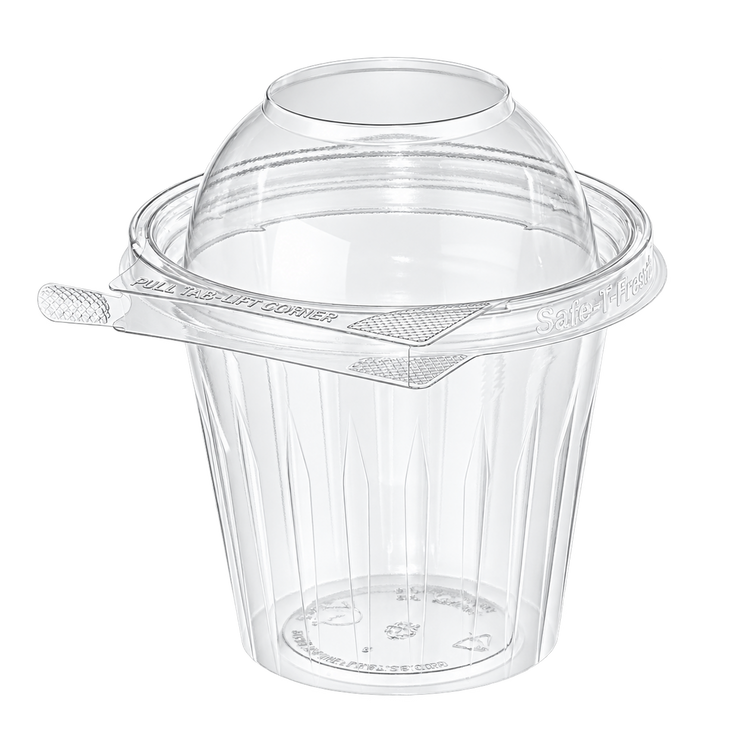 Inline Plastics TS12CCRD empty clear 12 oz tamper-evident parfait container with dome lid