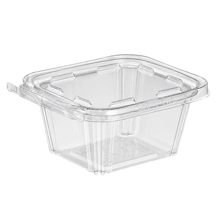 Empty Inline Plastics TS16 clear square tamper-evident container