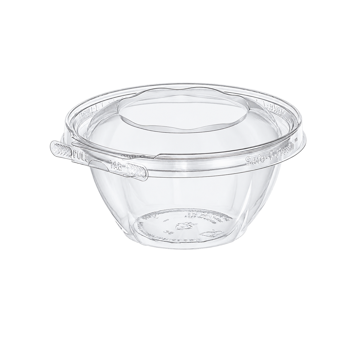 Empty Inline Plastics TS16RN clear 16 oz round tamper-evident container, full product view