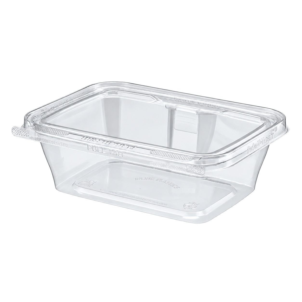 Empty Inline Plastics TS24 clear rectangular tamper-evident clamshell