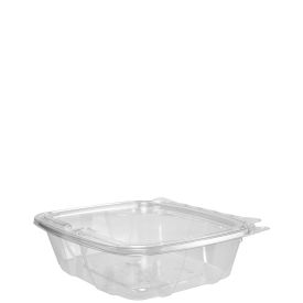 Dart CH24DEF - 24oz RPET Plastic Tamper-Evident/Resistant Container w/ Flat Lid, Clear - Case of 200