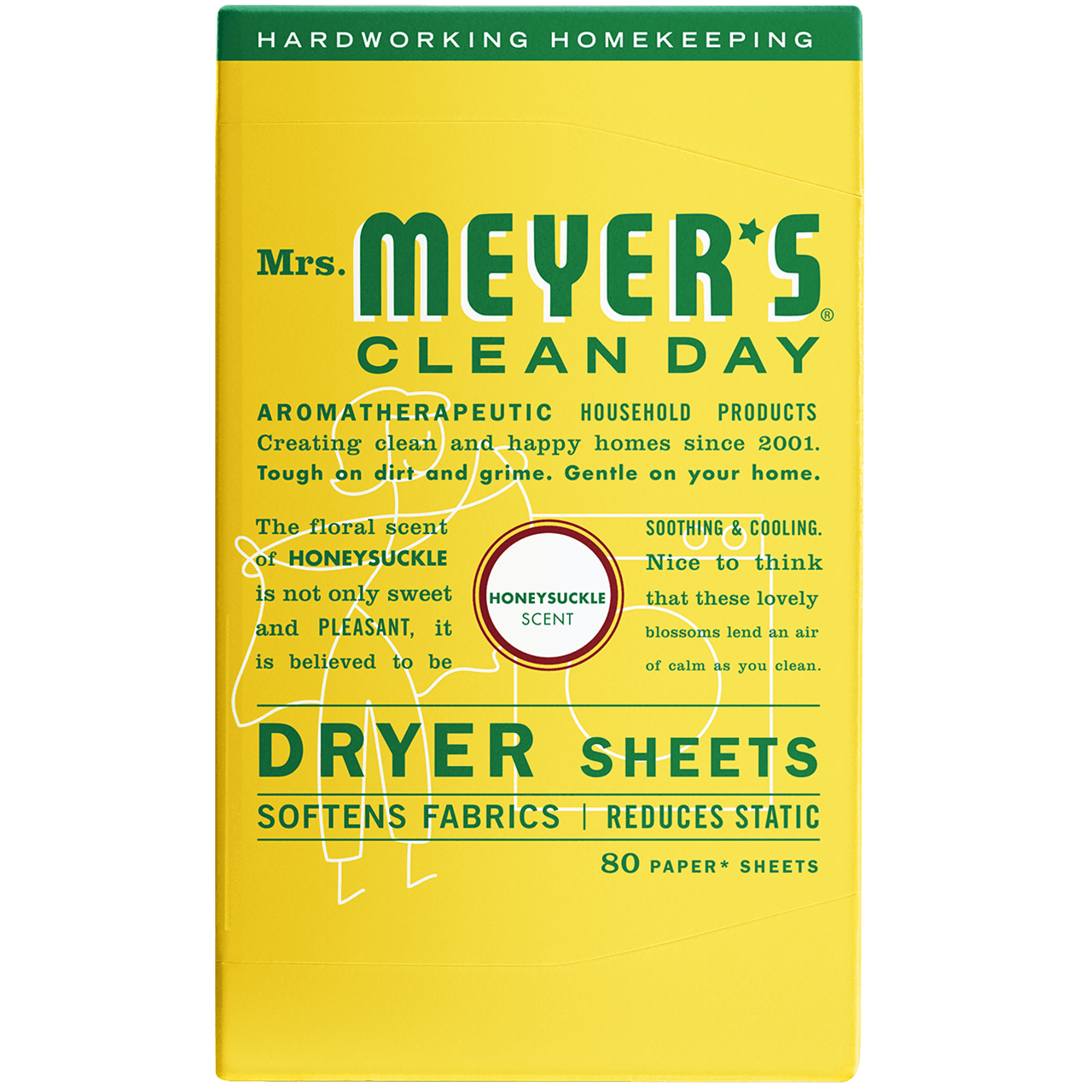 Mrs. Meyers Honeysuckle Dryer Sheets - Case of 12