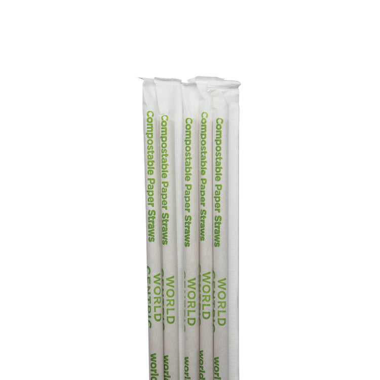 World Centric ST-PA-8W-K 8-inch individually wrapped kraft paper straw