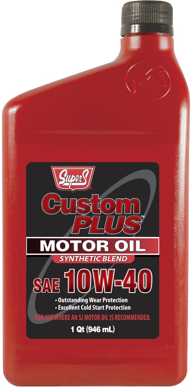 Super S - Custom Plus Motor Oil Synthetic Blend, 10W-40, 1 Quart - Case of 12