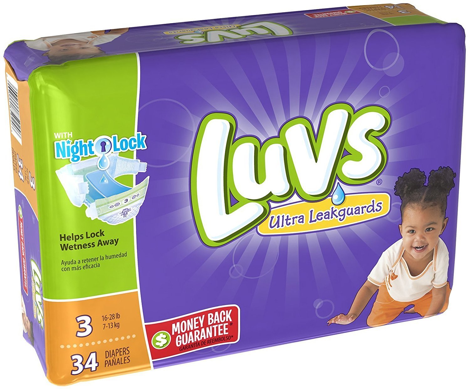 Baby Diapers Luvs Leakguards Size-3 34Ct - Case of 4 Packs