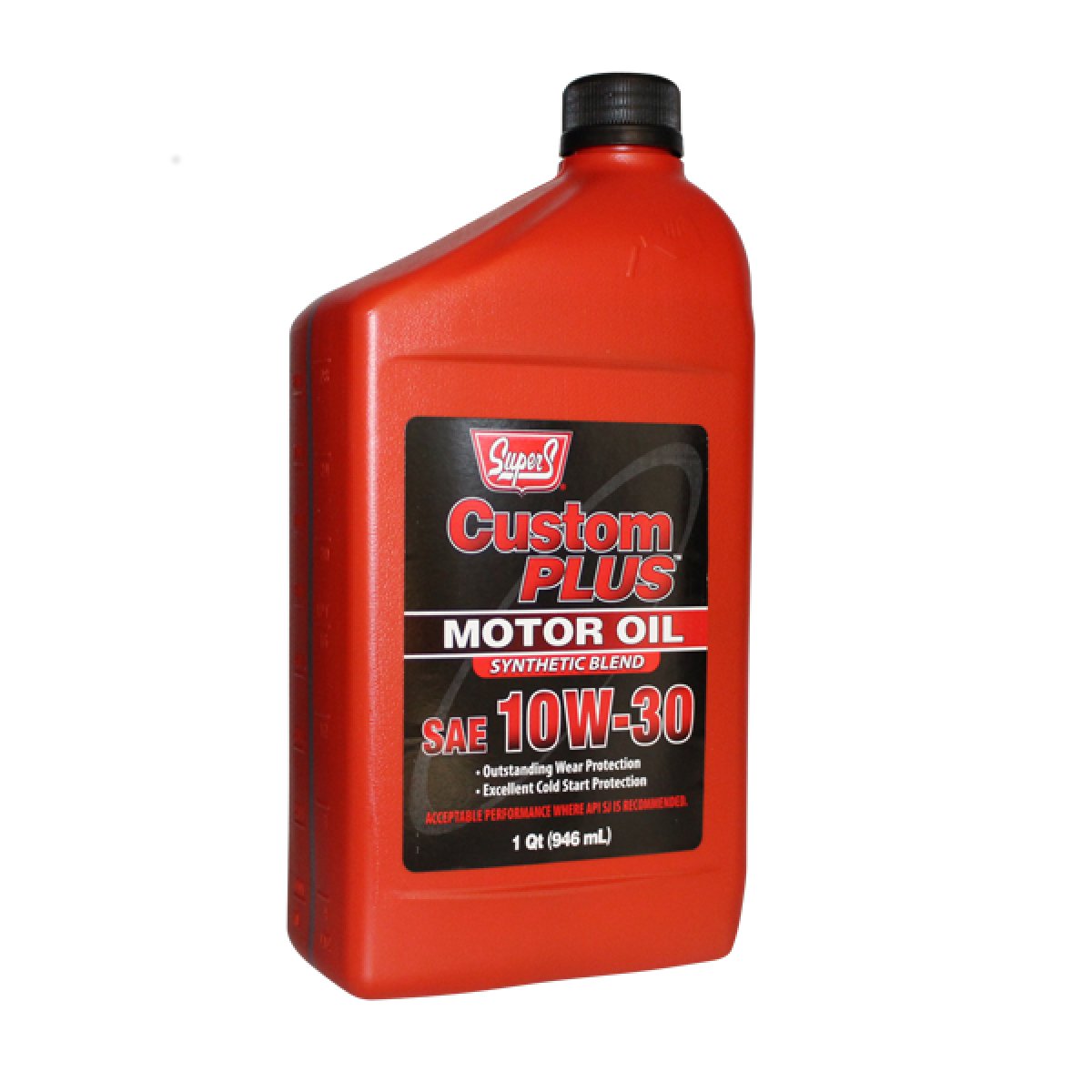 Super S - Custom Plus Motor Oil Synthetic Blend, 10W-30, 1 Quart - Case of 12