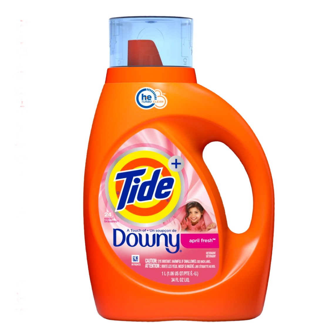 Tide Plus Downy April Fresh HE Compatible Liquid Laundry Detergent Soap, 34oz - Case of 6