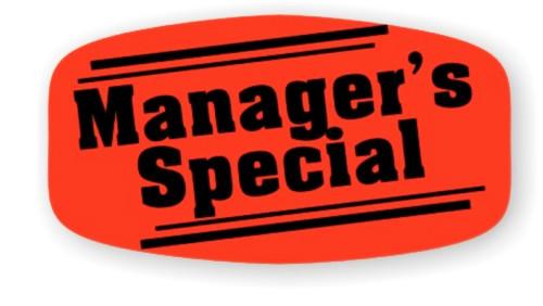 Bollin Label 12142 - Manager's Special Black On Red Short Oval - Roll of 1000