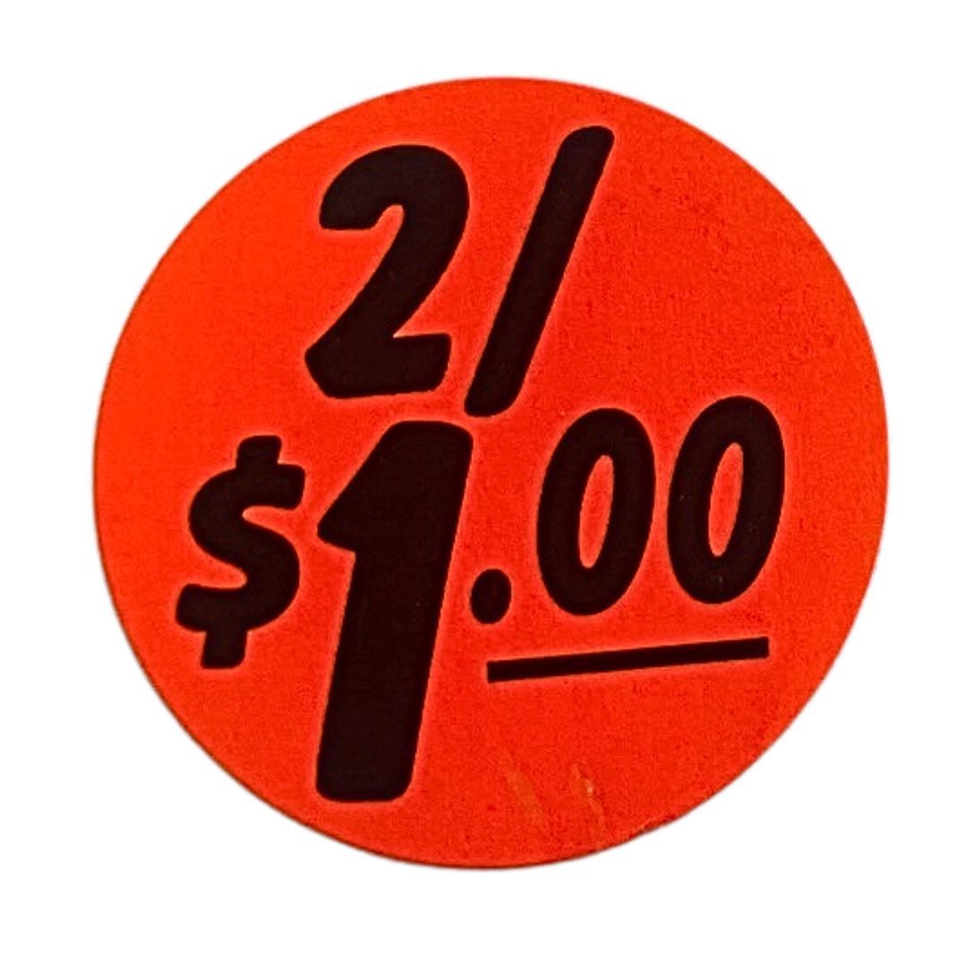 Bollin Label 50200 - 2 For 1$ Labels 1.25" Red Circle - Roll of 1000