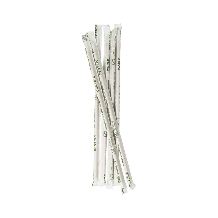 World Centric ST-PA-10W-K 10-inch individually wrapped kraft paper straw