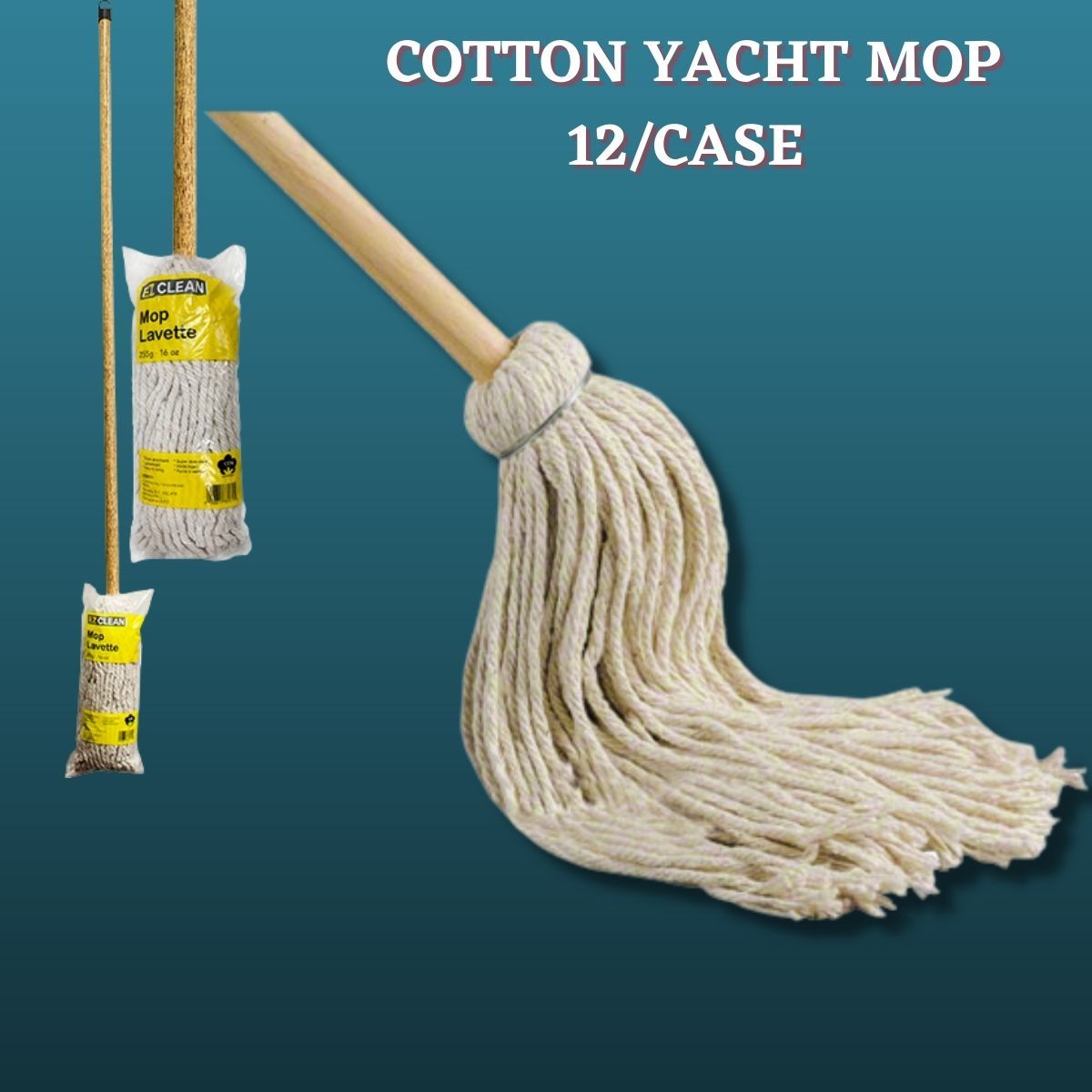 (#32) Cotton Mop w/ Wood Handle - Pack of 12