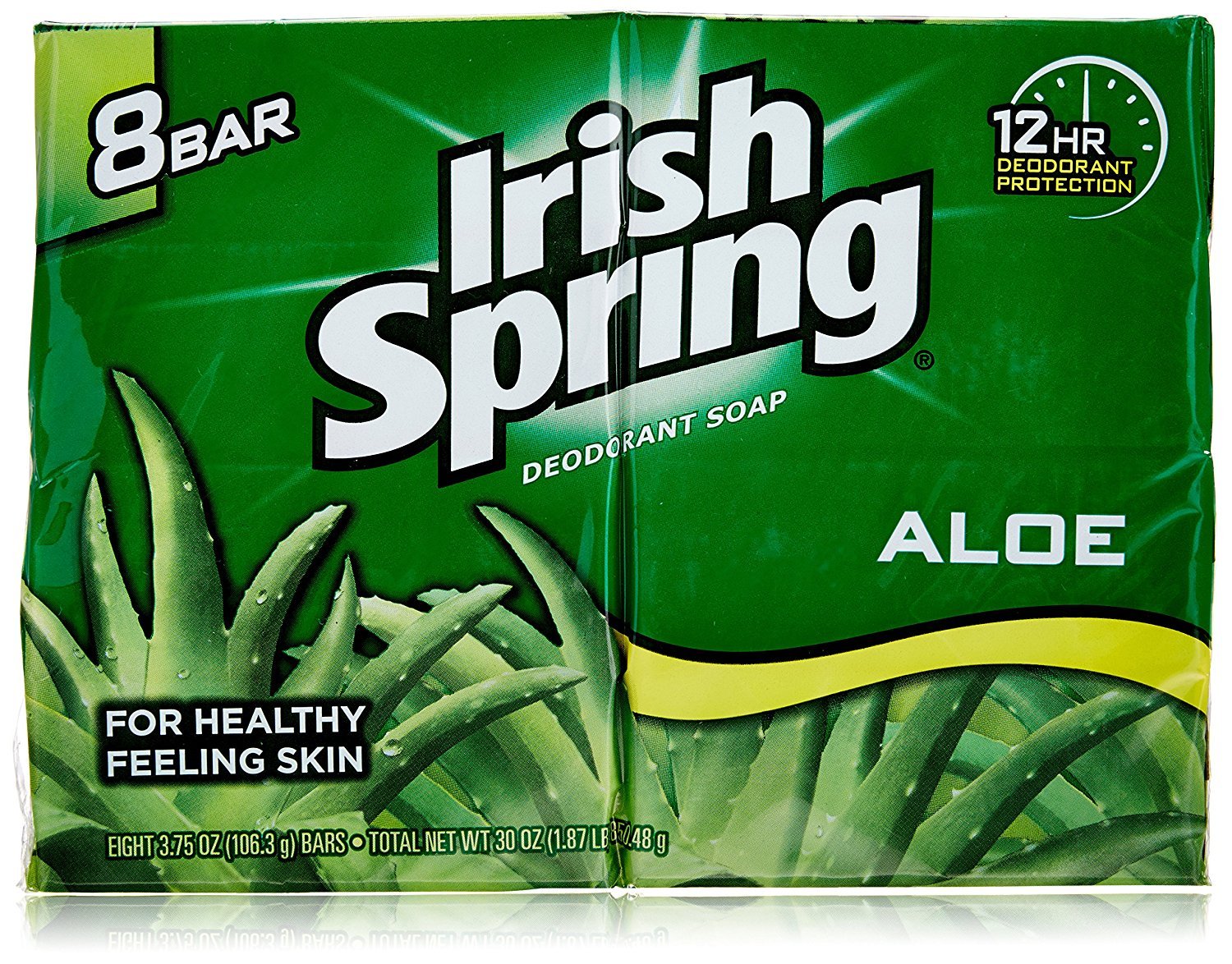 Deodorant Bar Soap Irish Spring Aloe 3.75oz- 8 Pack - Case of 9 Packs 114170