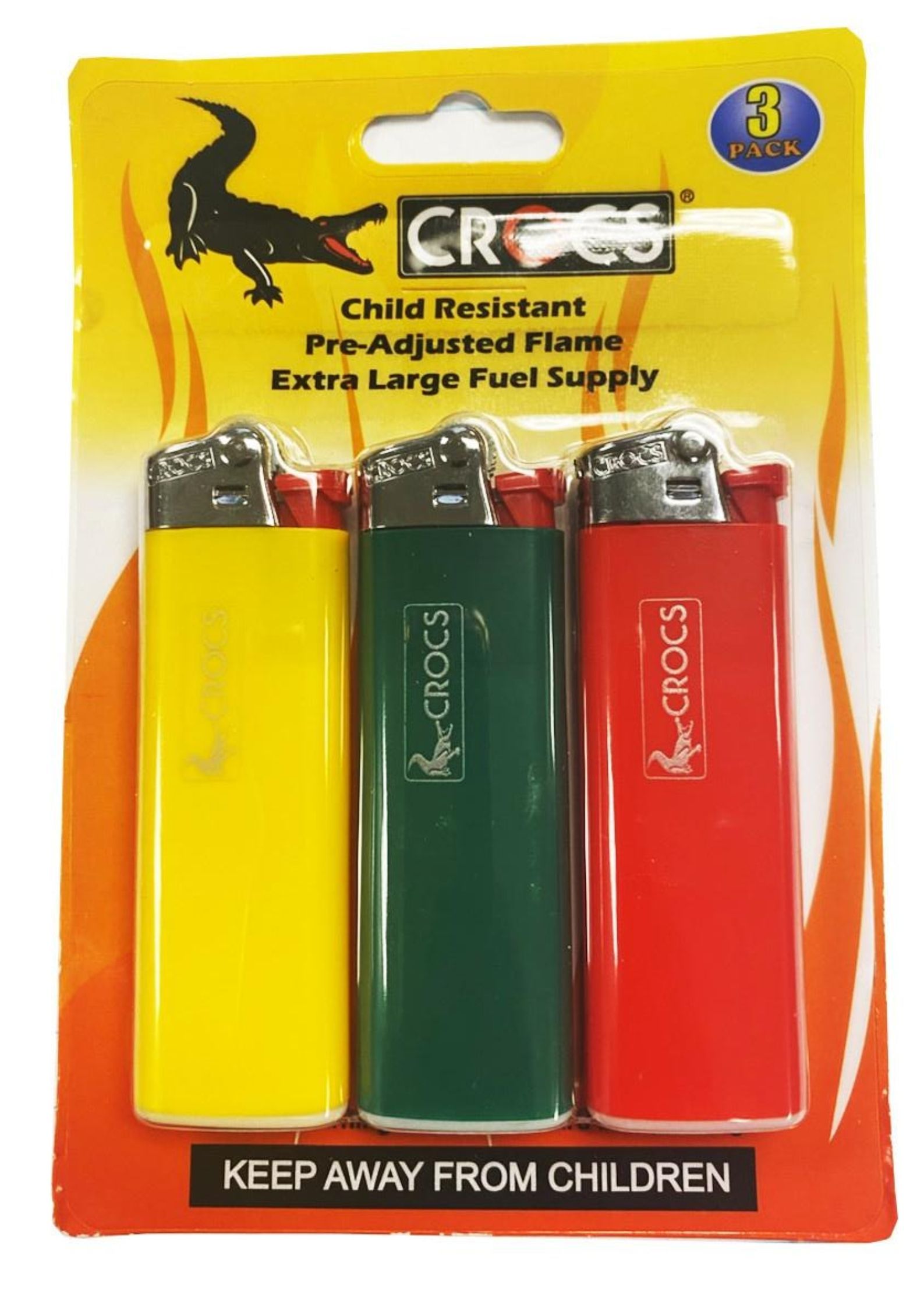 Crocs - Child Resistant Lighters, 3 Pack - Case of 6