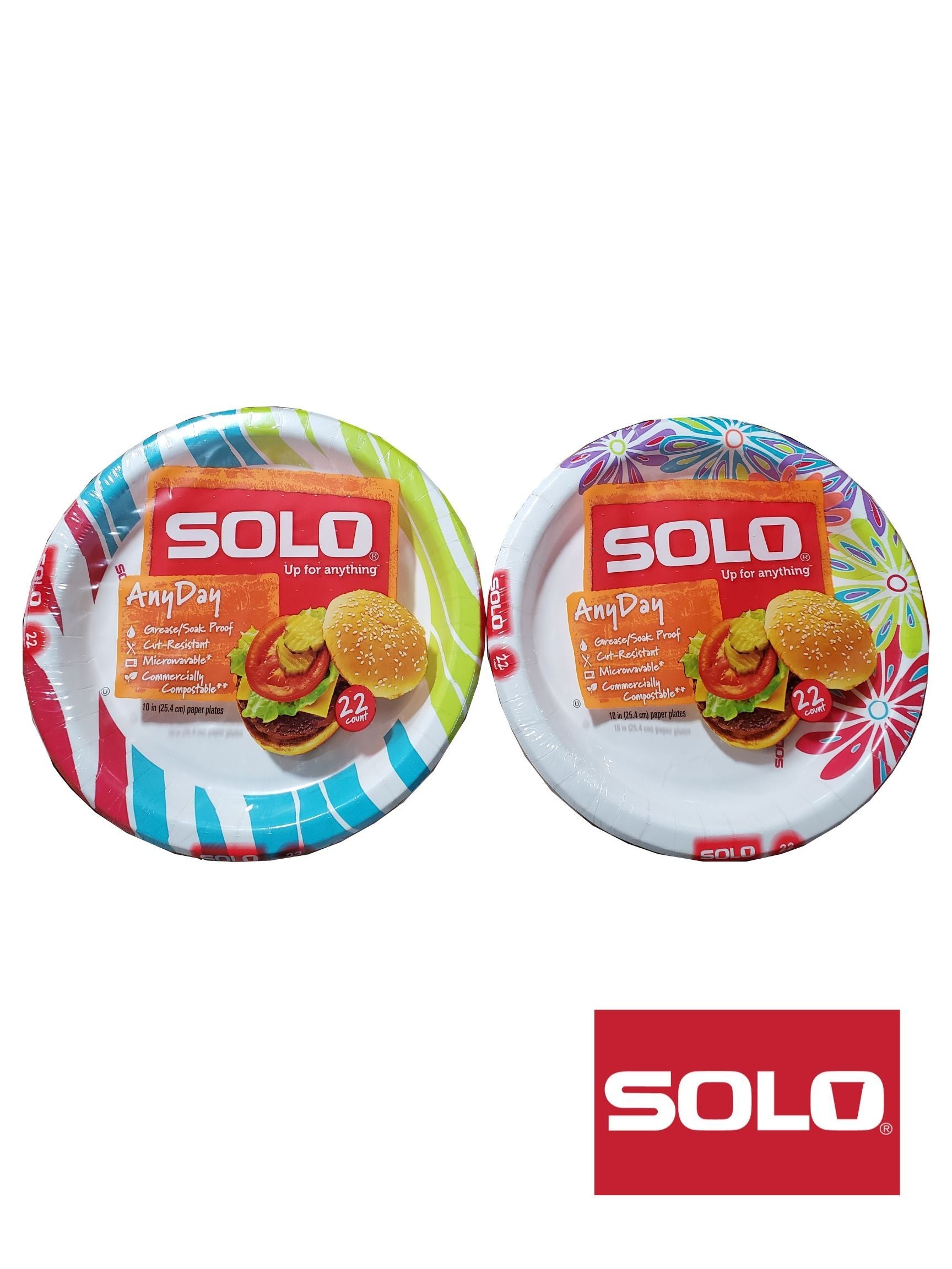 Solo RD10P-K1075 - AnyDay 10" Paper Plates, 22 Pack - Case of 12