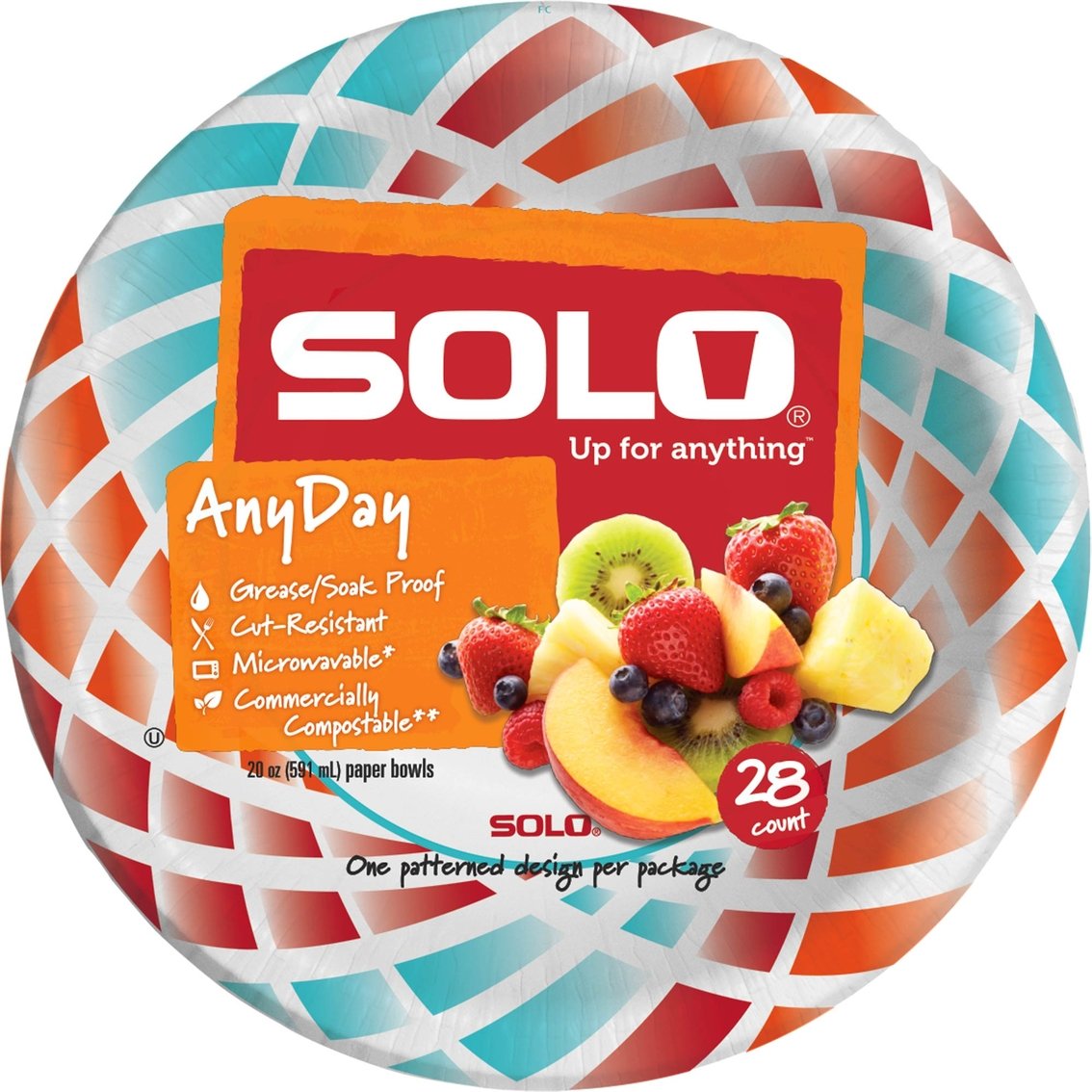 Solo SD20B-K1075 - AnyDay 28oz Paper Bowls, 28 Pack - Case of 12