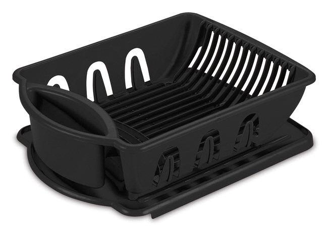 Sterilite 0621 - 2 Piece Sink Set, Black - Case of 6