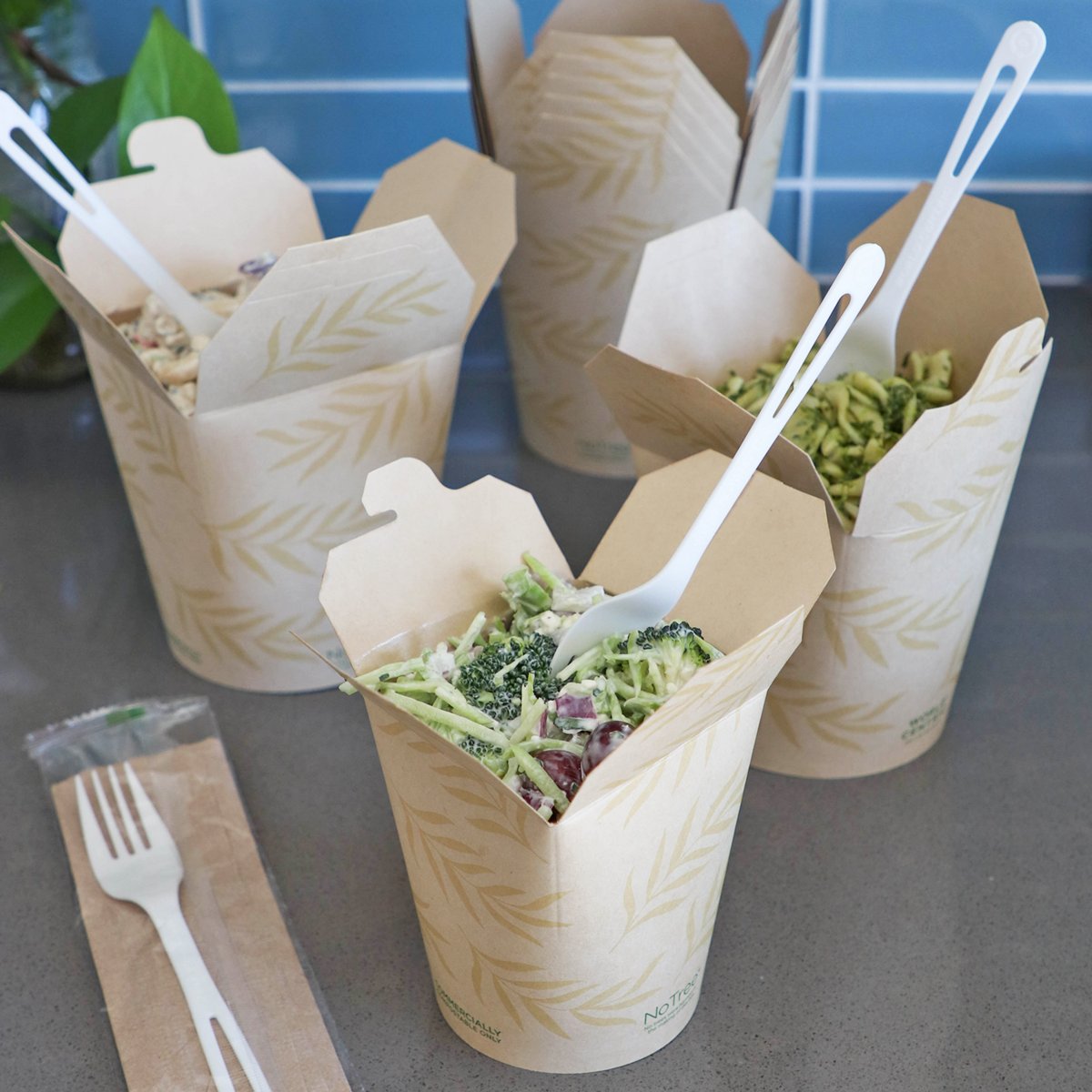 World Centric TO-NT-26T 26 oz NoTree tall paper take-out container