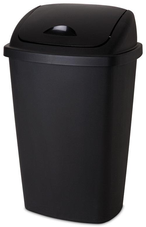 Sterilite 1088 - 13.2 Gal. SwingTop Wastebasket, Black - Case of 4