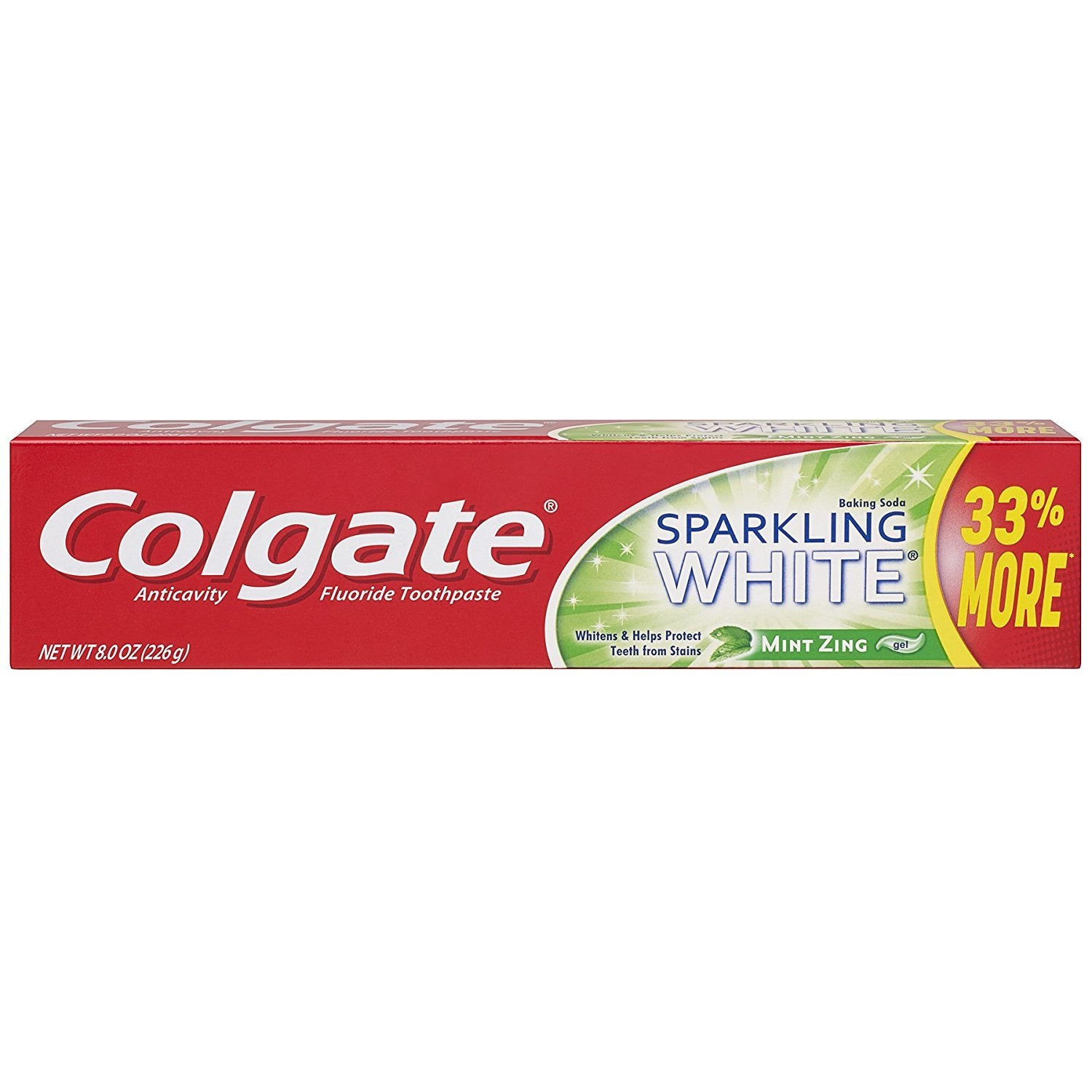 Colgate - Sparkling White Baking Soda Anticavity Fluoride Toothpaste, Mint Zing, 8oz - Case of 24