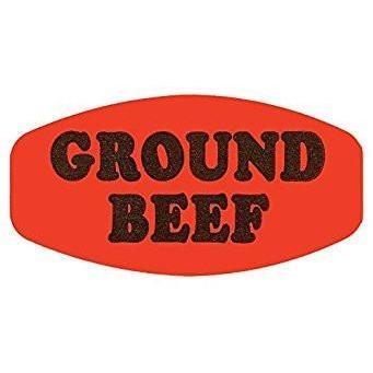 Bollin Label 12113 - Ground Beef Short Oval Black on Red - Roll of 1000