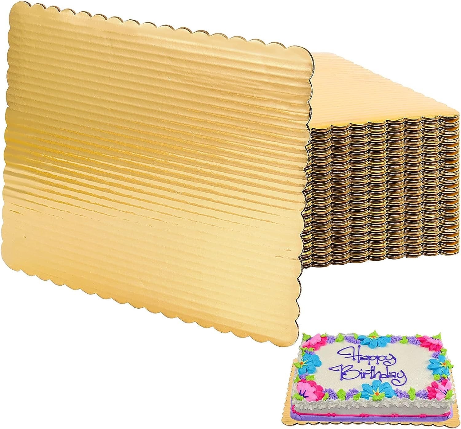 Gold Double-Wall Laminated Corrugated 1/4 Sheet Cake Board - Case of 50