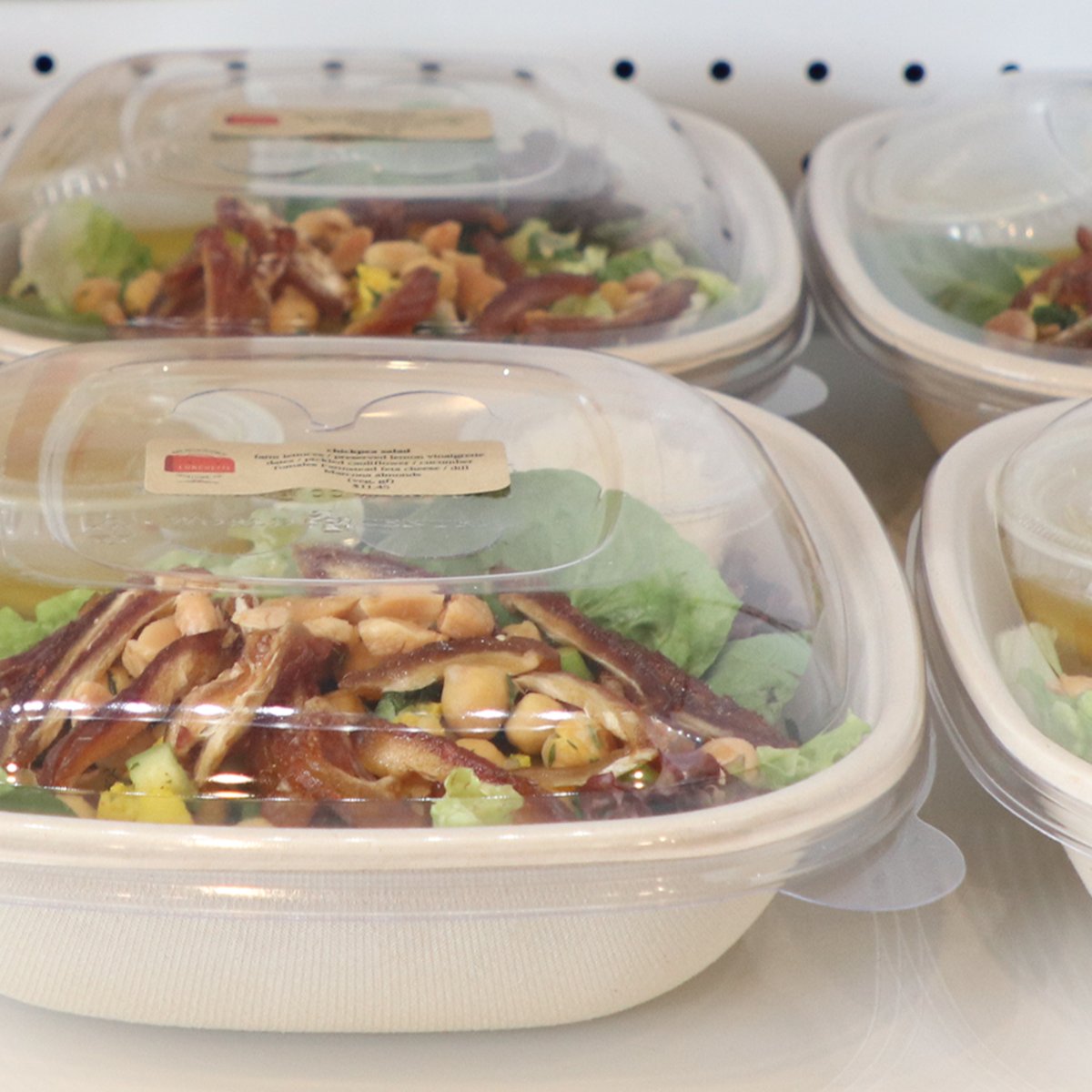 LID PLA - 24-48 oz Fiber Square Bowls, Clear - Case of 200