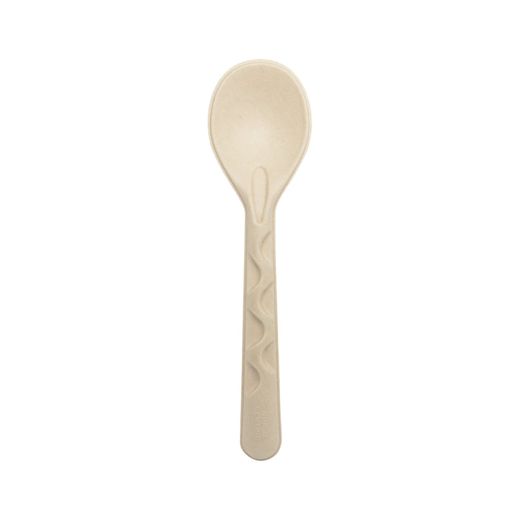 World Centric SS-FB-10-LF 10-inch unbleached fiber serving spoon