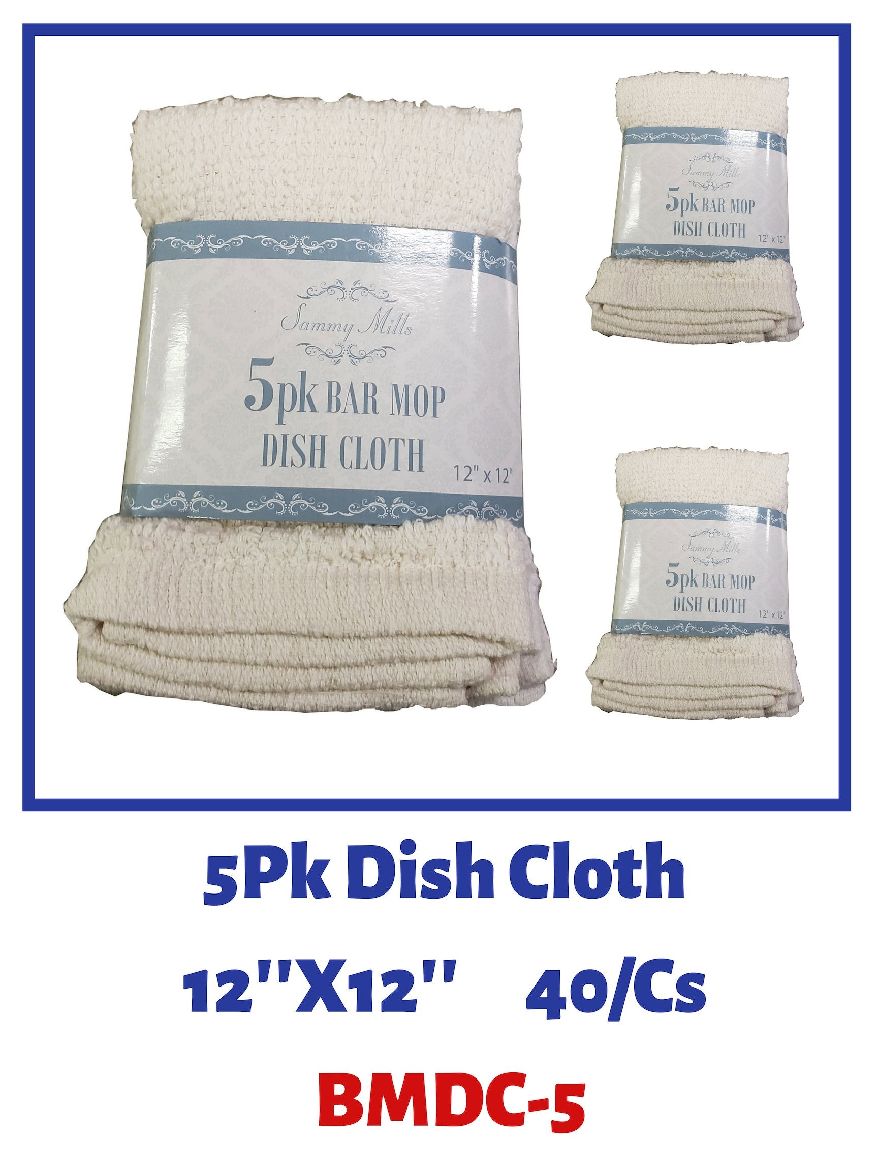 AFS - Dish Cloths 12" x 12", 5 Pack - Case of 40