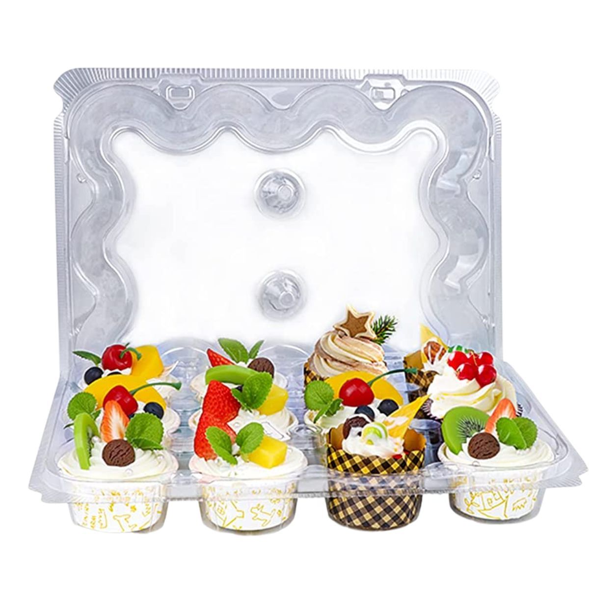 AFS - 12 Compartment Clear Hinged Cupcake Container - Case of 100