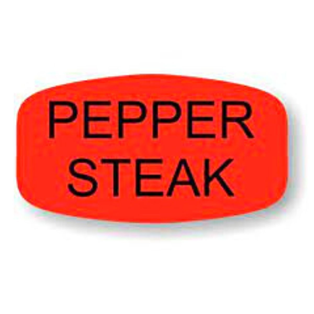 Bollin Label 12536 - Pepper Steak Black On Red Short Oval - Roll of 1000