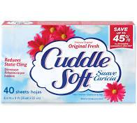 Cuddle Soft - Dryer Sheets Fabric Softener, Original Fresh Scent - Case of 12