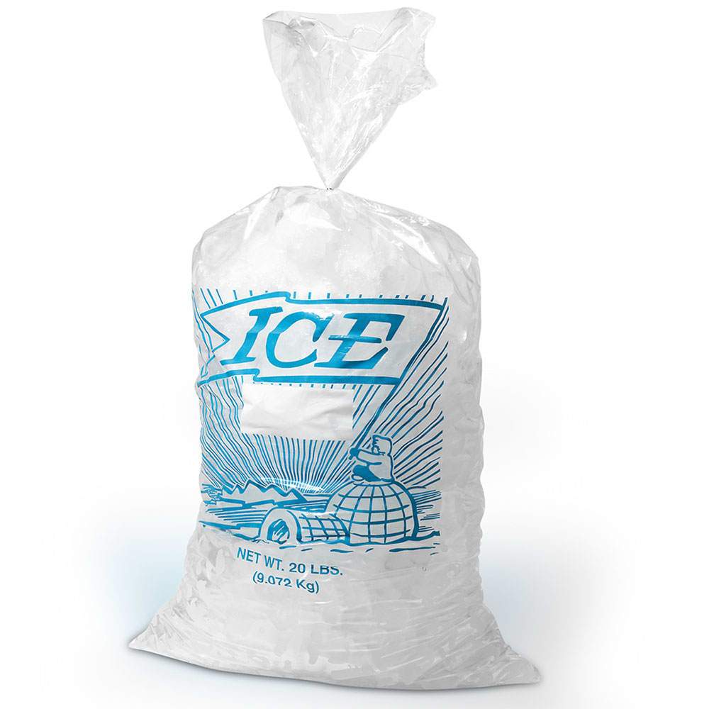 LK H12PMET - 9" x 3" x 21" 1.2 mil Printed Metallocene Ice Bag, 10 lb - Case of 1000
