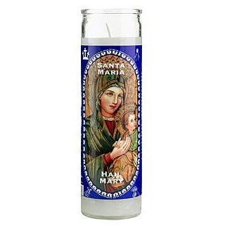 Candle 7-Day Hail Mary White/Blue - Case of 12