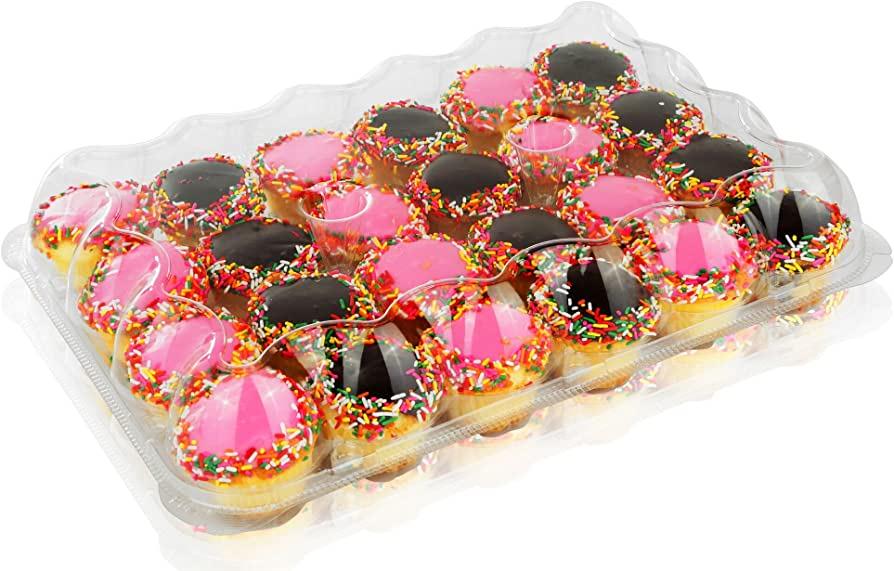 AFS - 24 Compartment Clear Cupcake / Muffin Container w/ Clear Dome Lid - Case of 50