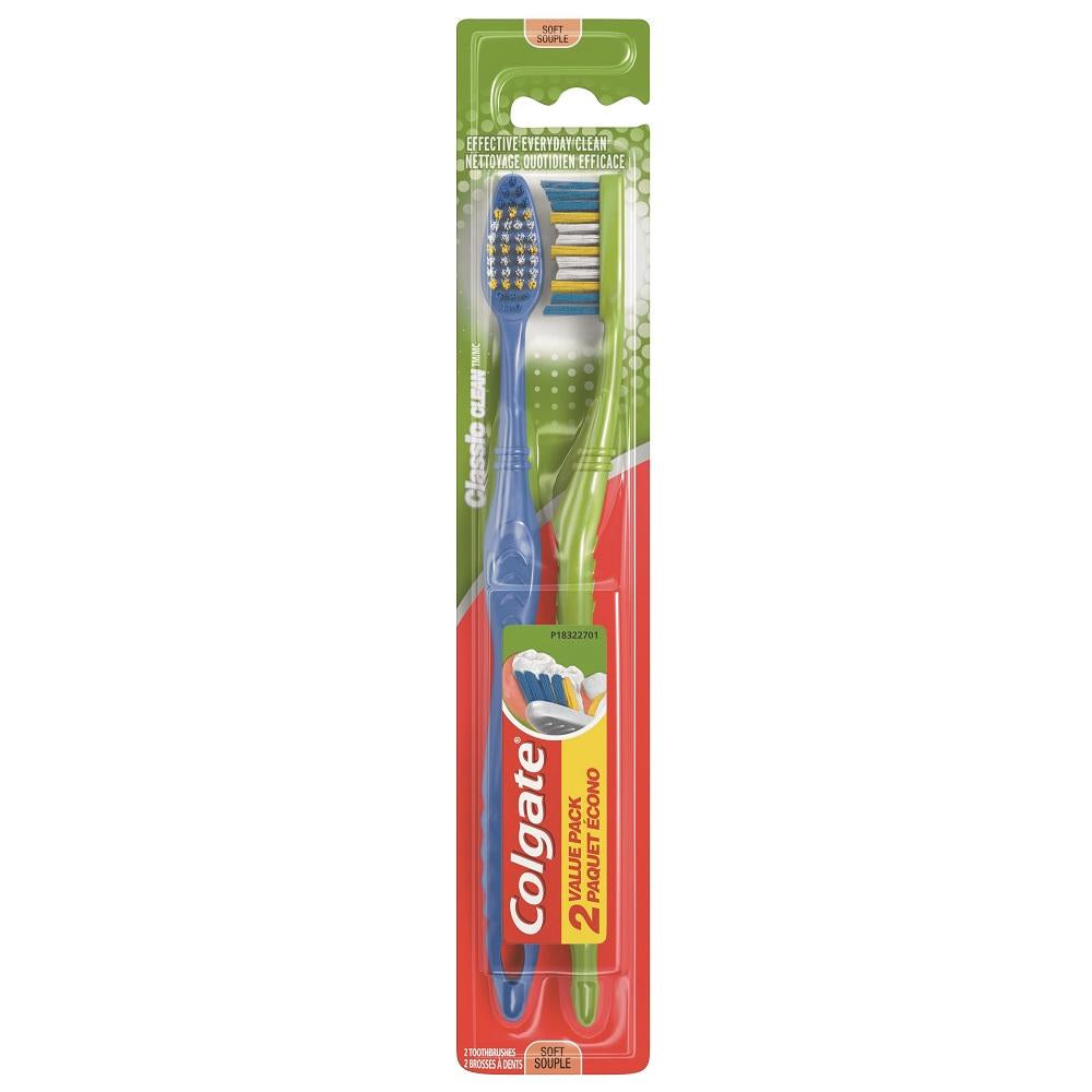 Colgate - Classic Clean Toothbrush Combo with Tongue Cleaners, 2 Pack, Soft - Case of 36