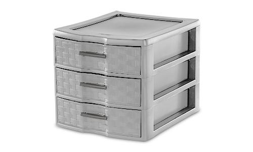 Sterilite 2343 - Medium Weave 3 Drawer Unit, Cement - Case of 4