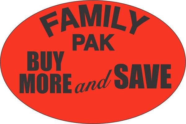 Bollin Label 10640 - Family Pak Buy More and Save Black on Red 2.0x3.0 in. Oval - Roll of 500