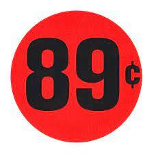 89¢ Bullseye Label, Red 1.25" Circle - Roll of 1000