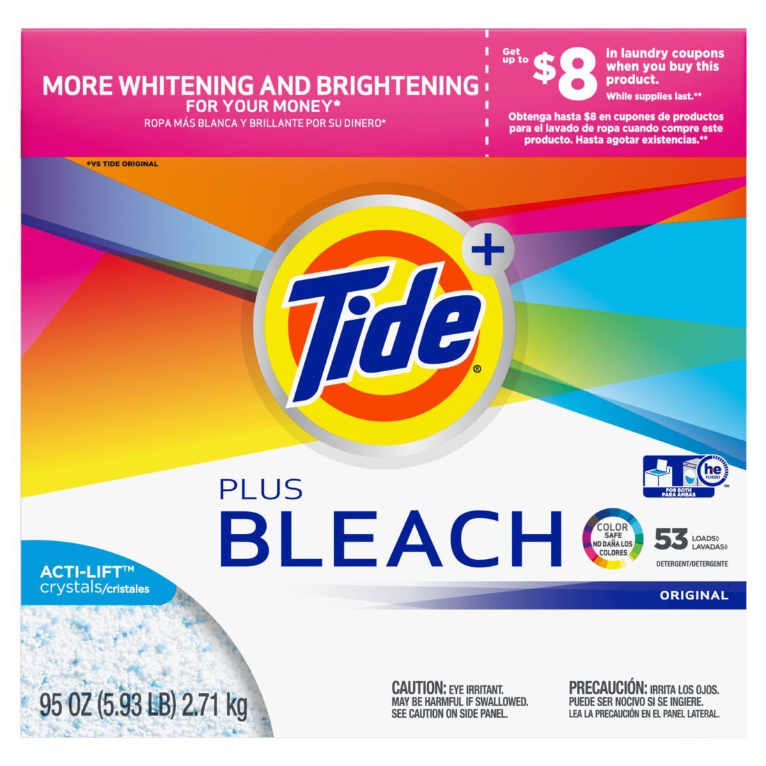 Tide - Powder Laundry Detergent + Bleach (53Loads) 95oz, Original - Case of 3