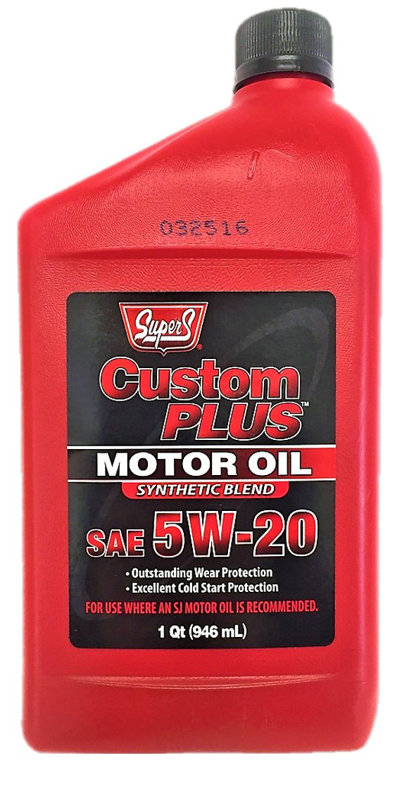 Super S - Custom Plus Motor Oil Synthetic Blend, 5W-20, 1 Quart - Case of 12