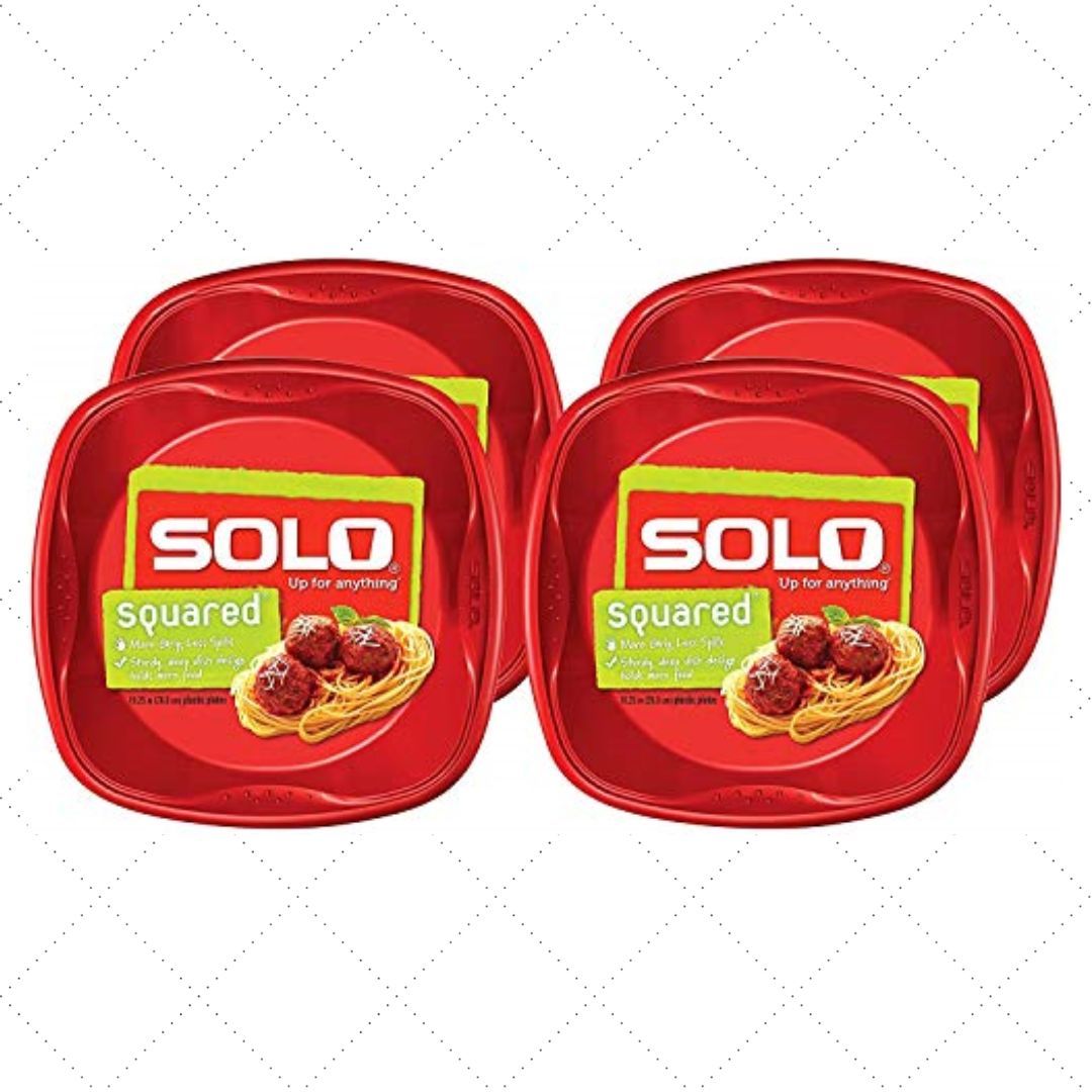 Solo SQP115-20004 - Red Squared Plastic Plates 10", 15 Pack - Case of 12